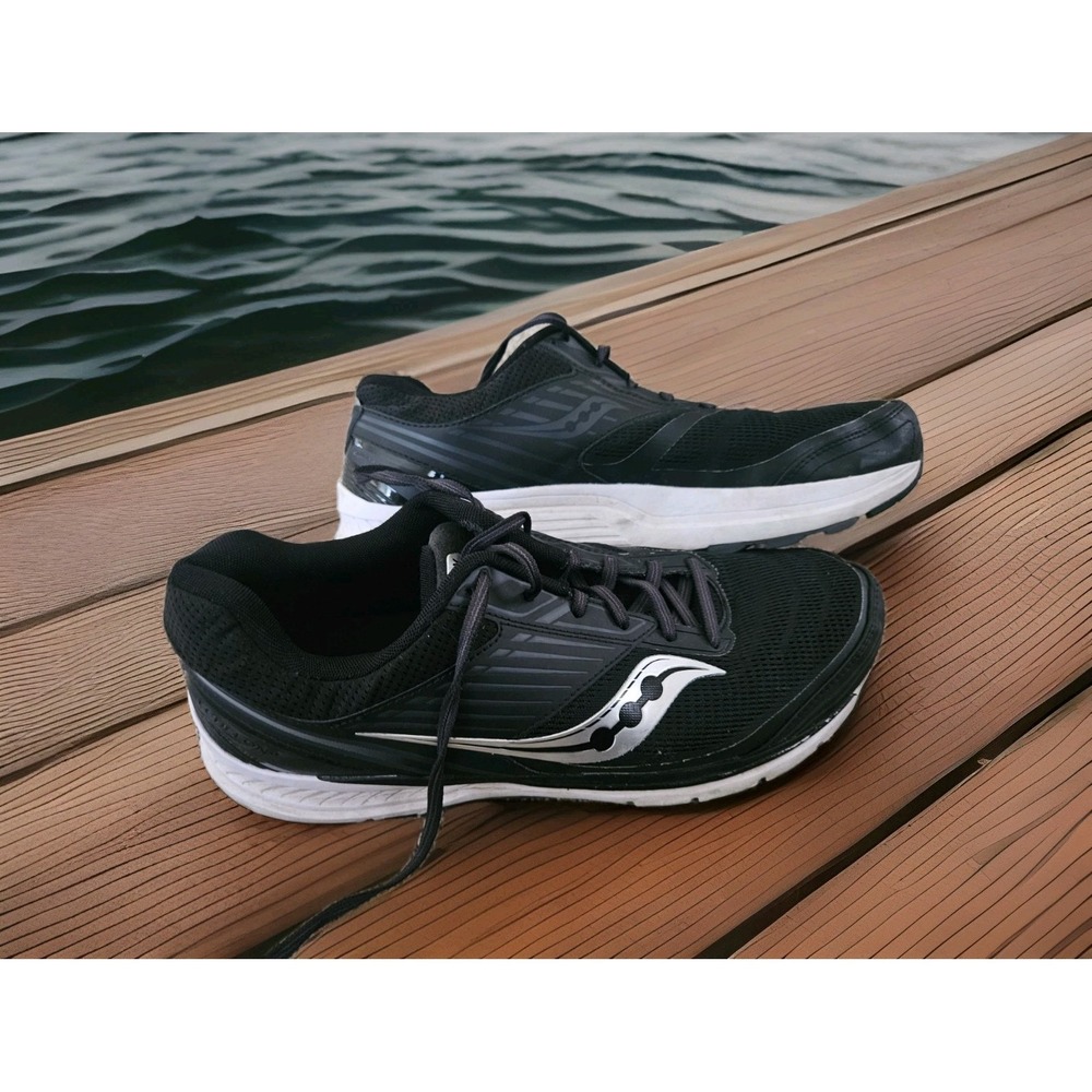 Saucony Mens Echelon 8  Black SILVER Running Shoes Sneakers Size 12 WIDE